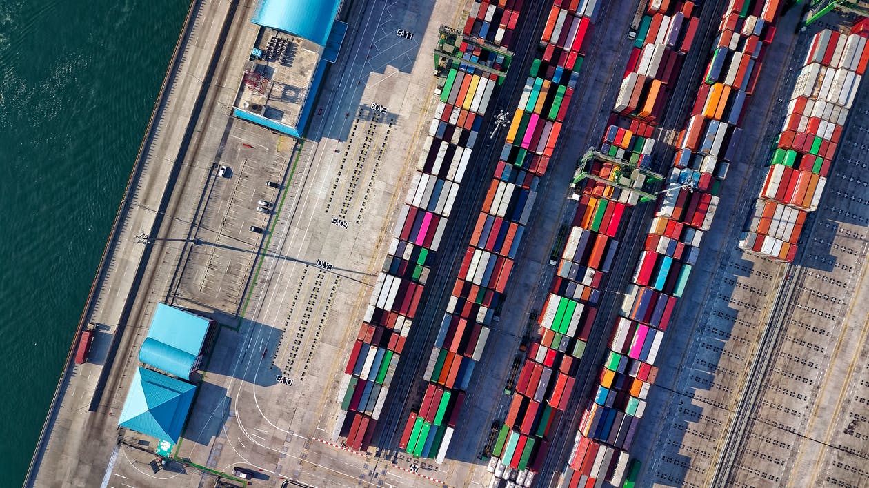 Free Aerial View Photography of Container Van Lot Stock Photo
