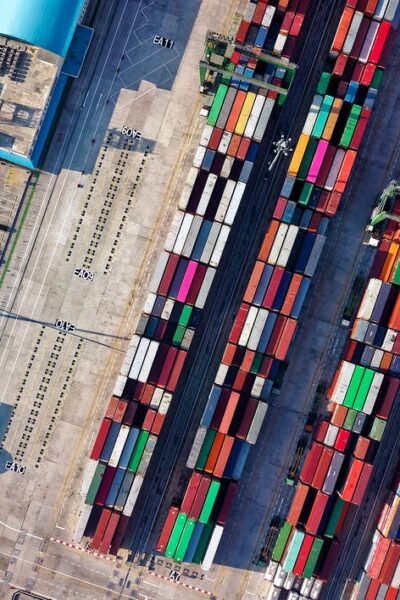 Free Aerial View Photography of Container Van Lot Stock Photo